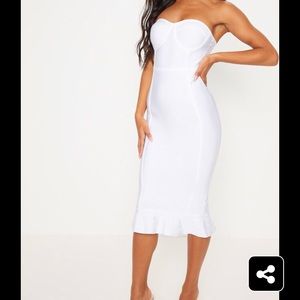 White bandage midi dress